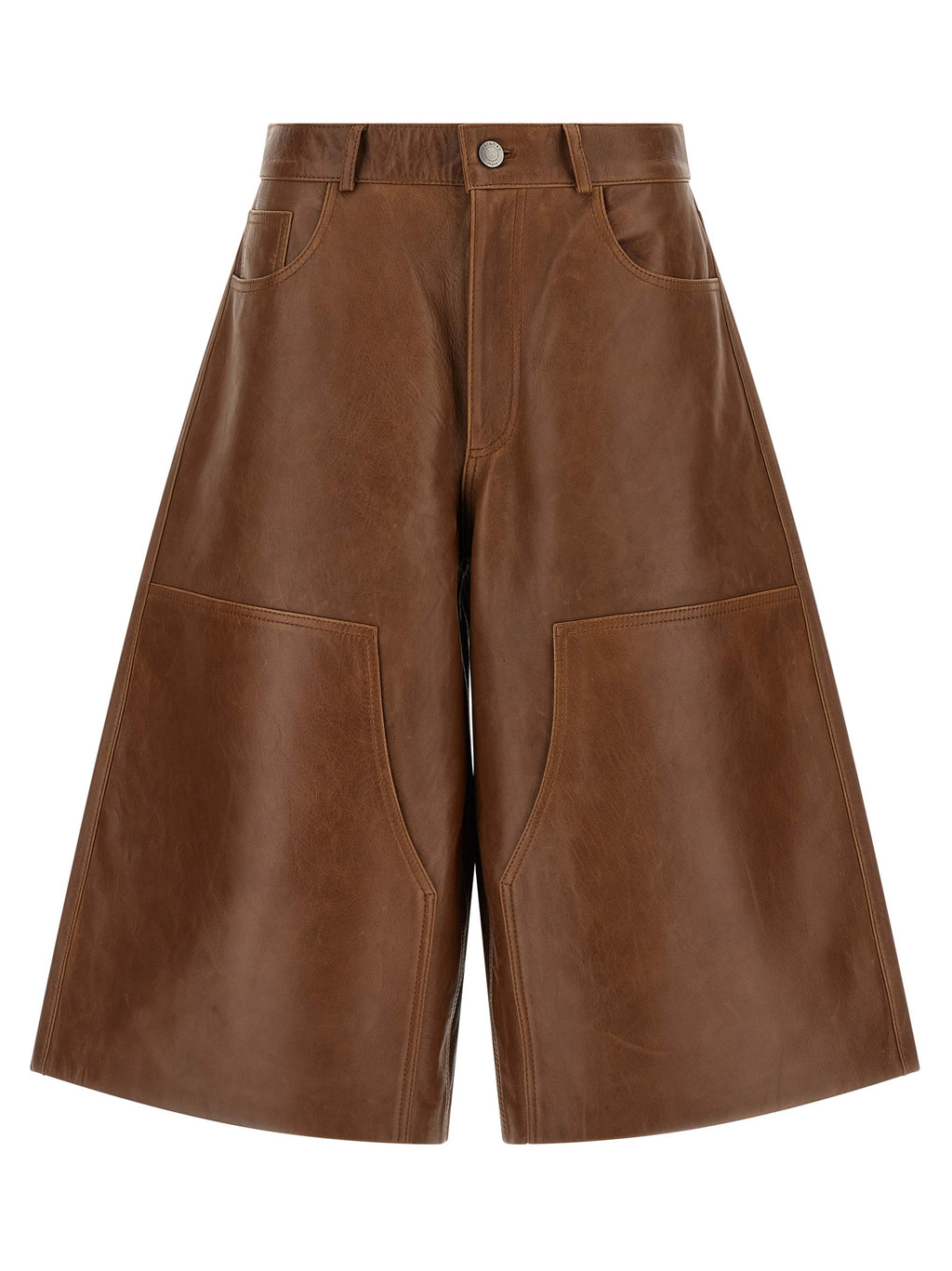Haikure Brown Lambskin Bermuda Shorts