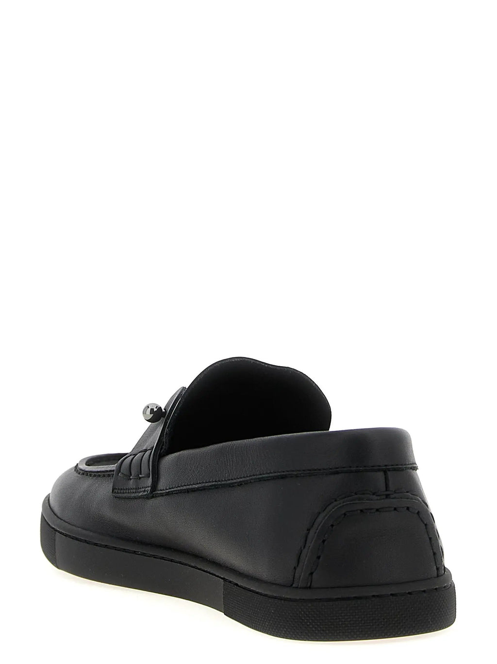 Christian Louboutin Black Calfskin Slip-On Loafers