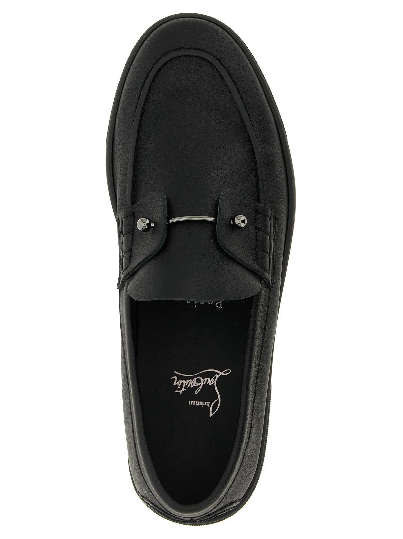 Christian Louboutin Black Calfskin Slip-On Loafers