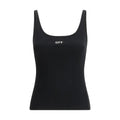 Off-White Black Cotton Sleeveles T-Shirt