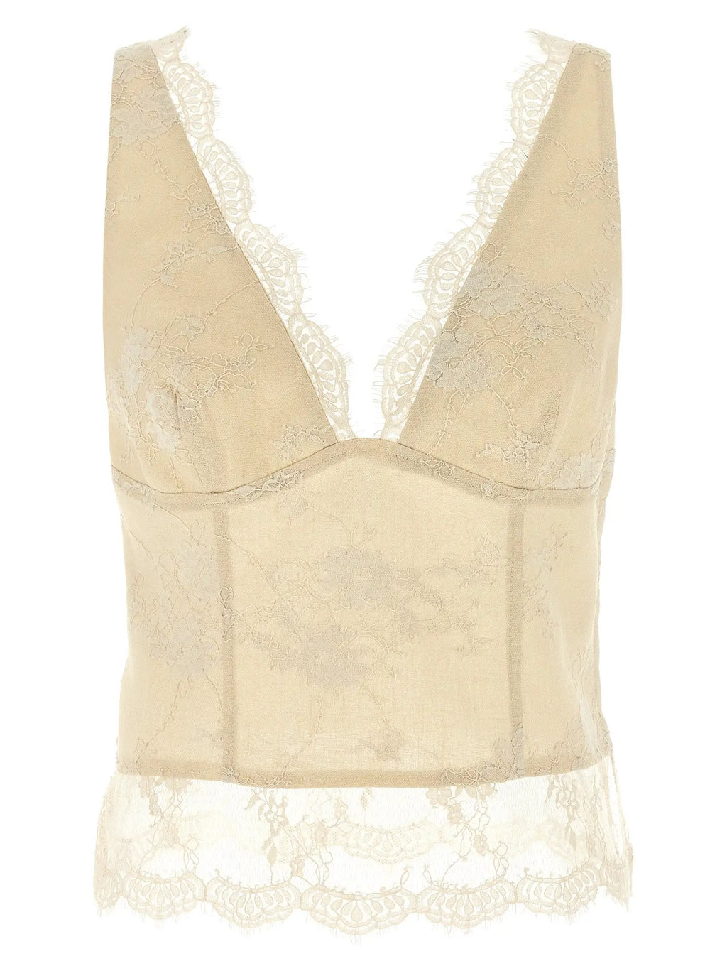 PINKO Beige Linen Tank Tops