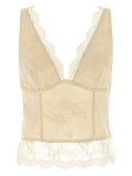 PINKO Beige Linen Tank Tops
