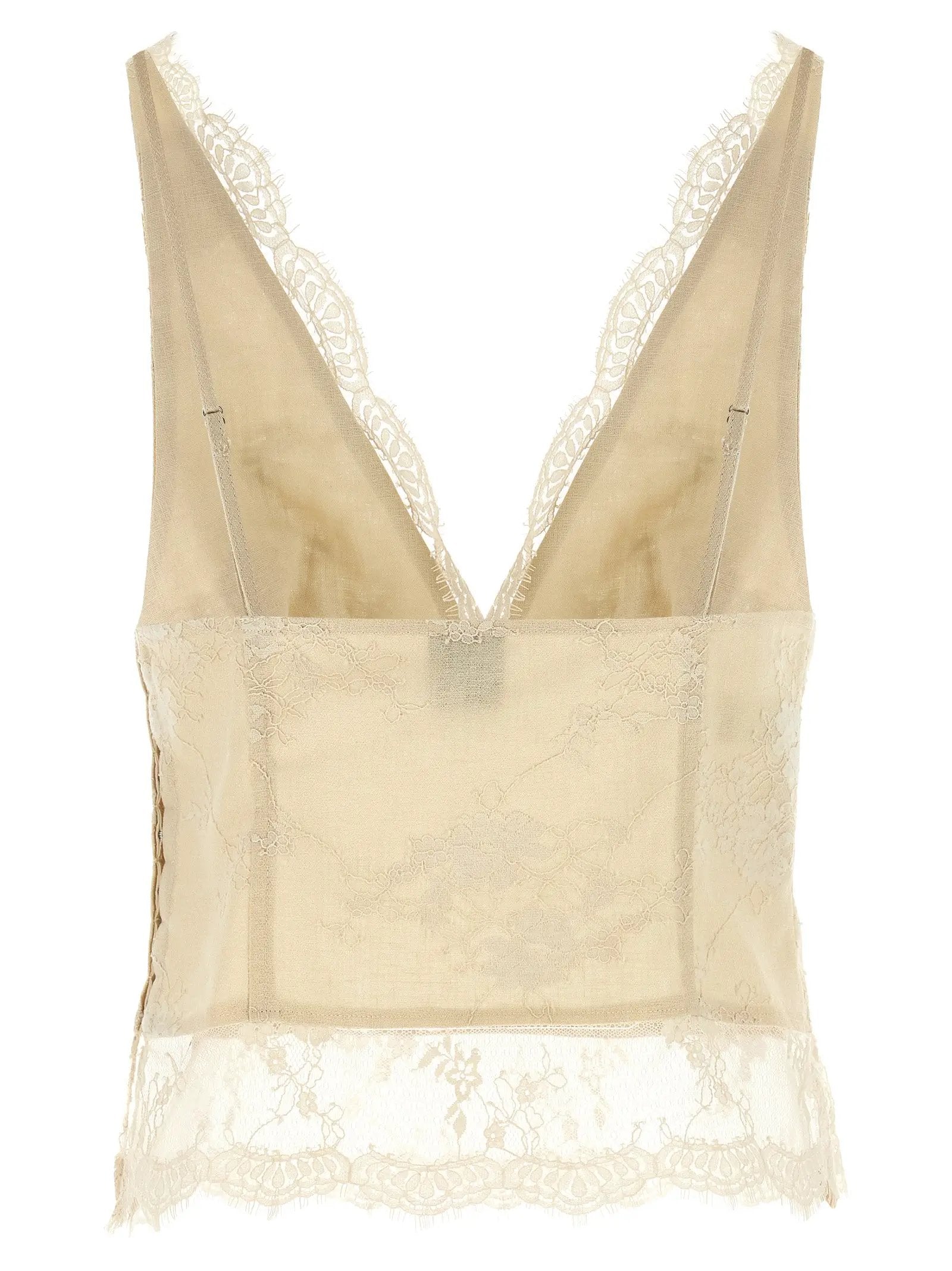 PINKO Beige Linen Tank Tops