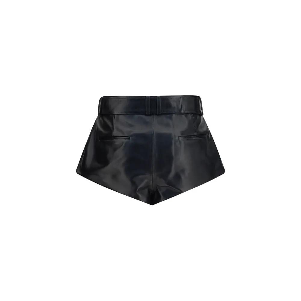 Magda Butrym Magda Butrym Black Lambskin Bermuda Shorts