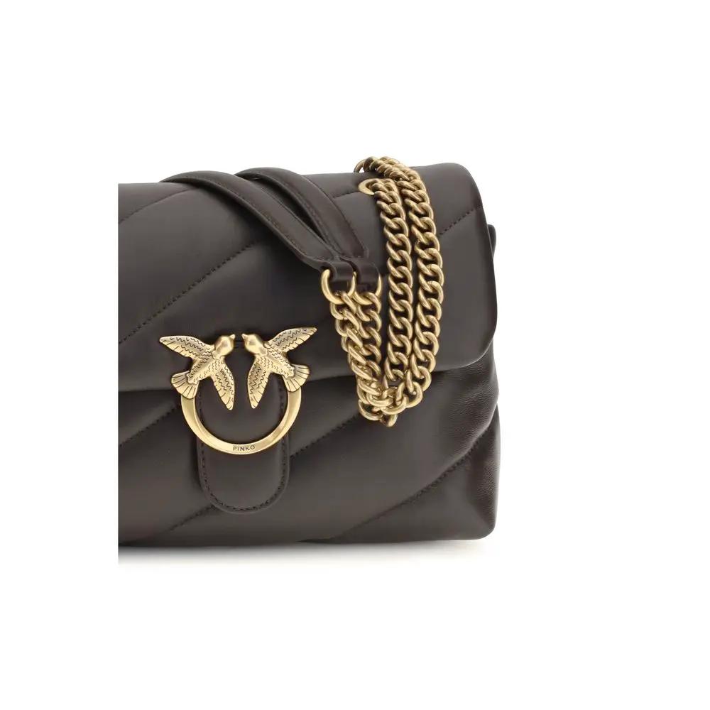 PINKO PINKO Brown Calf Leather Bos Taurus Shoulder Bag
