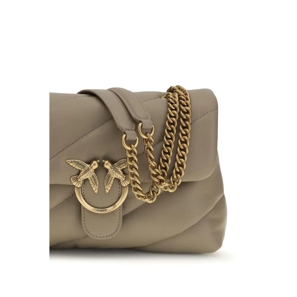 PINKO PINKO Gray Calf Leather Bos Taurus Shoulder Bag