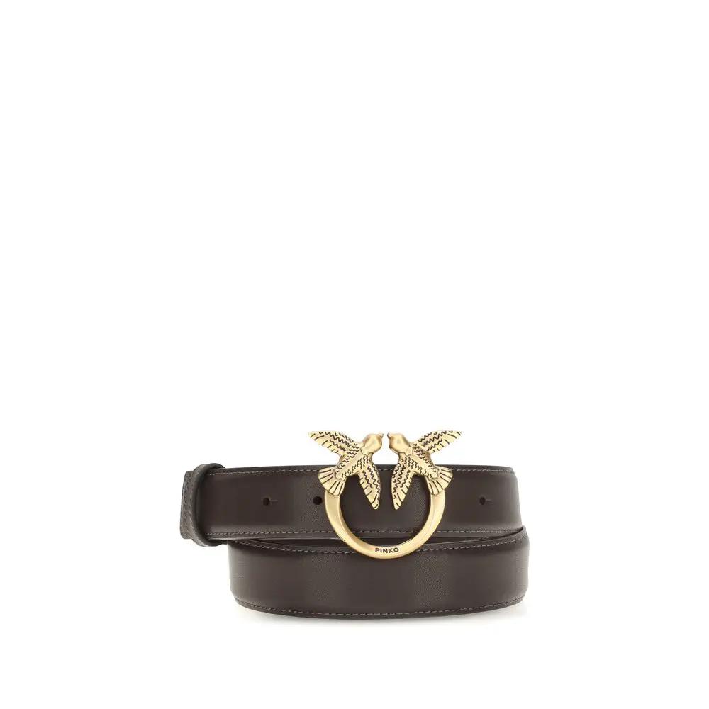 PINKO PINKO Brown Calf Leather Bos Taurus Regular Belt