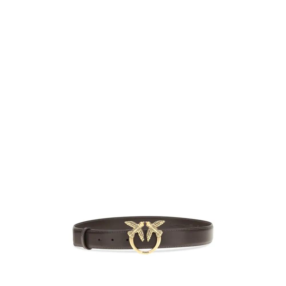 PINKO PINKO Brown Calf Leather Bos Taurus Regular Belt