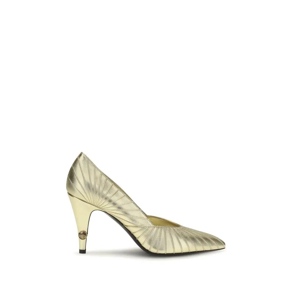 Versace Versace Gold Calf Leather Bos Taurus High Heel Pumps
