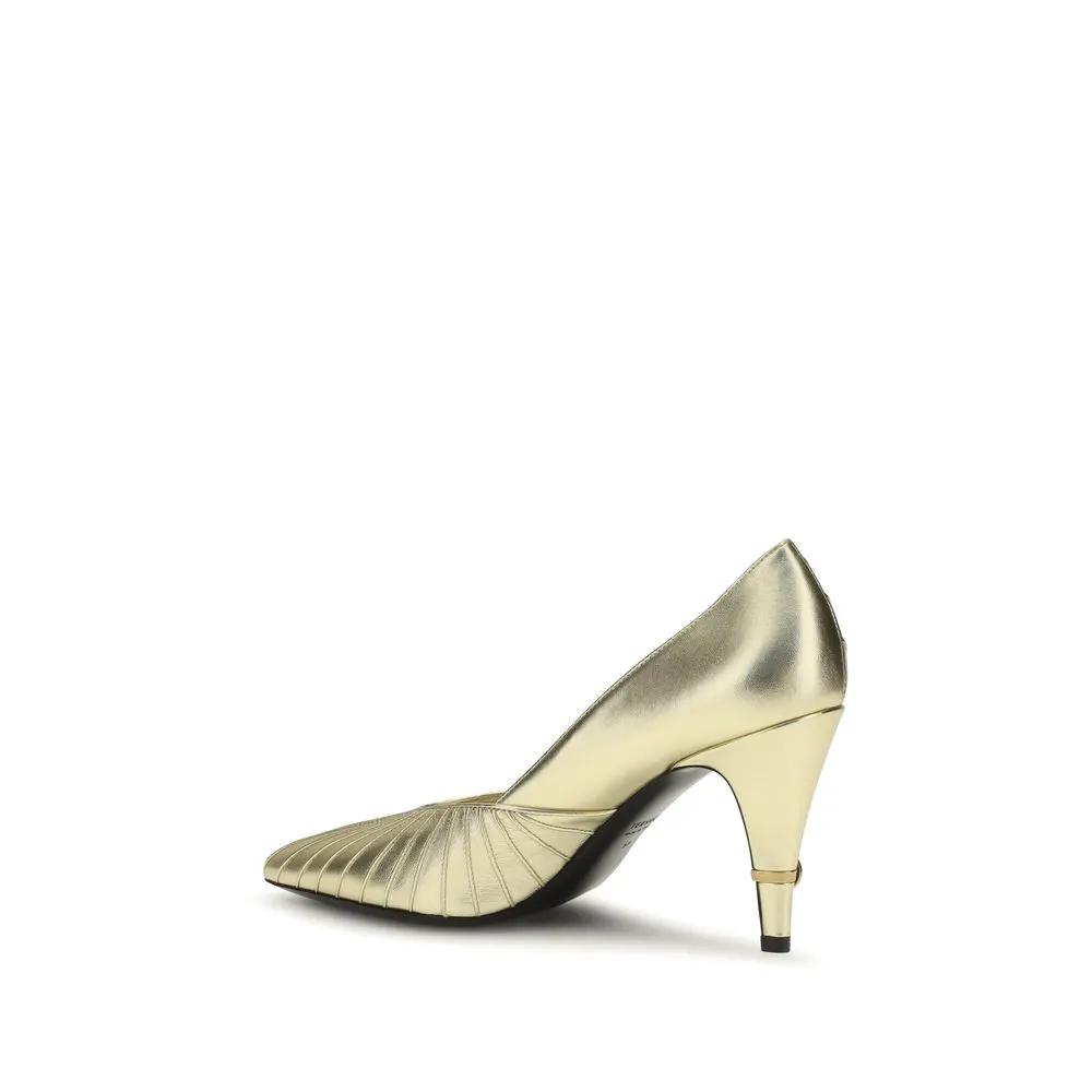 Versace Versace Gold Calf Leather Bos Taurus High Heel Pumps