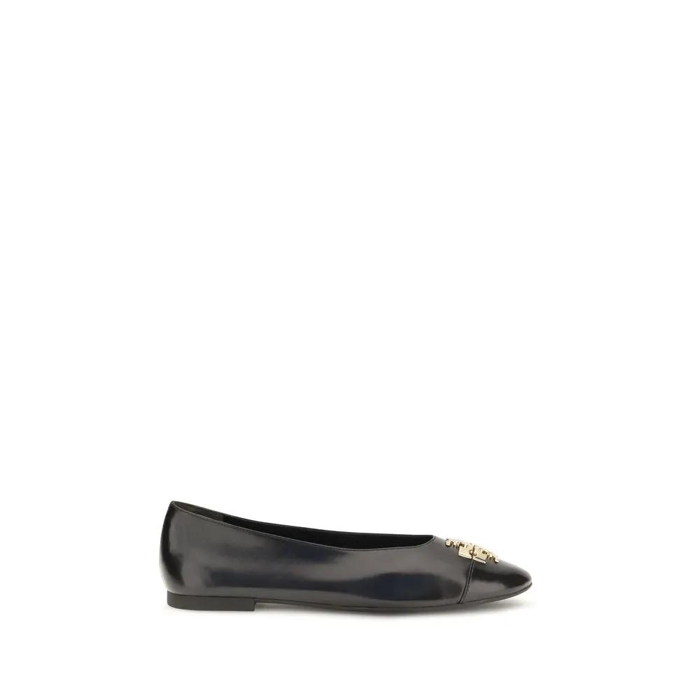 Tory Burch Tory Burch Black Calf Leather Bos Taurus Ballet Flats