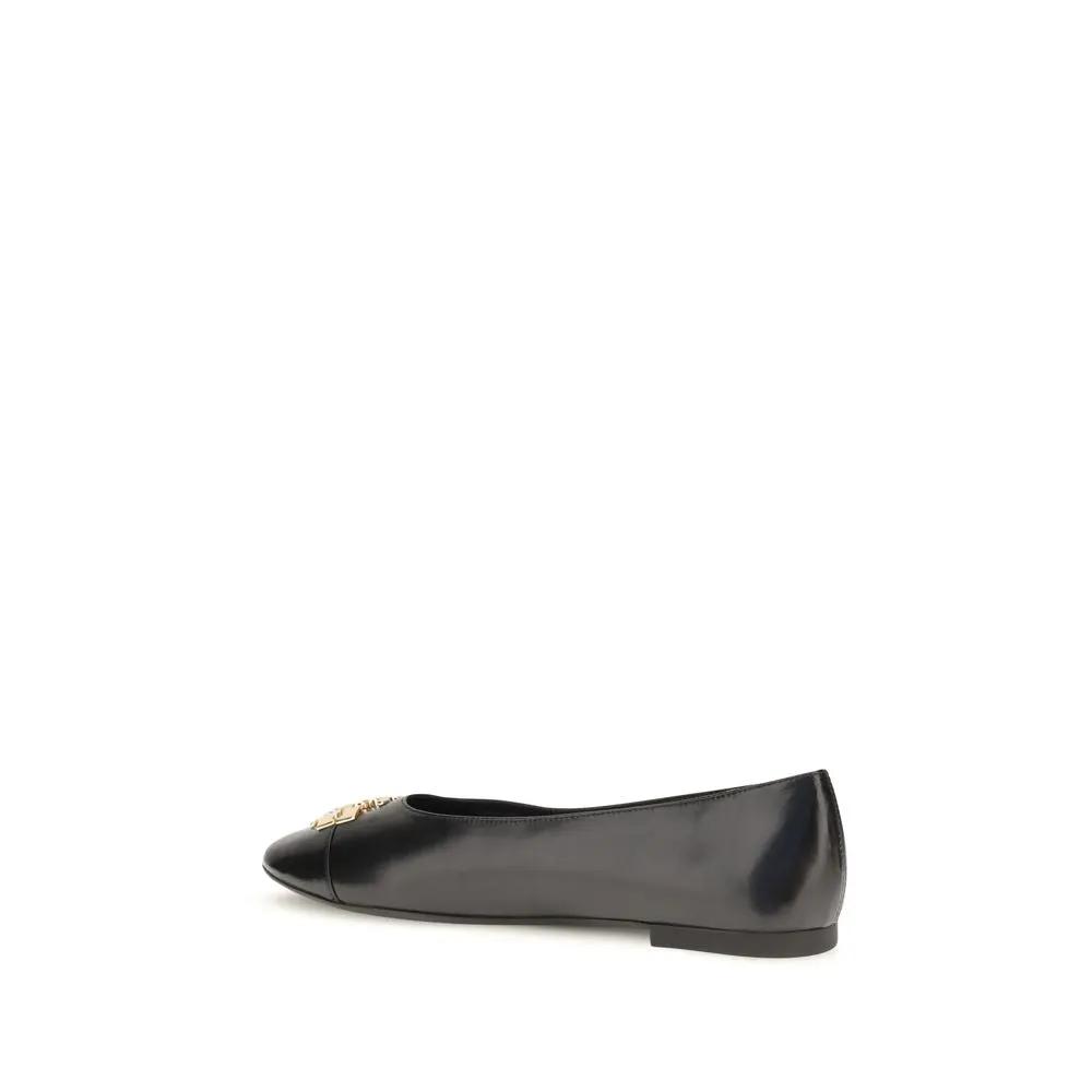 Tory Burch Tory Burch Black Calf Leather Bos Taurus Ballet Flats