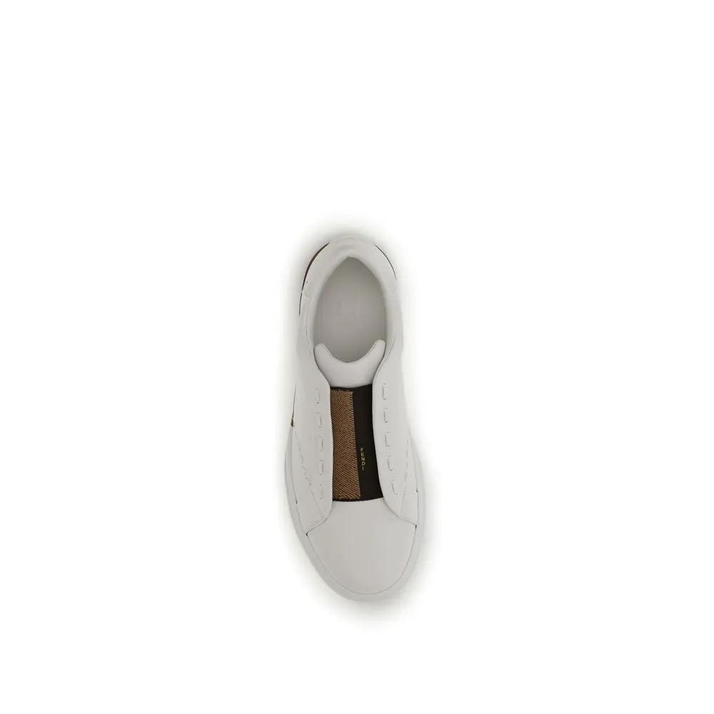 Fendi Fendi White Calf Leather Bos Taurus Low Top Sneakers