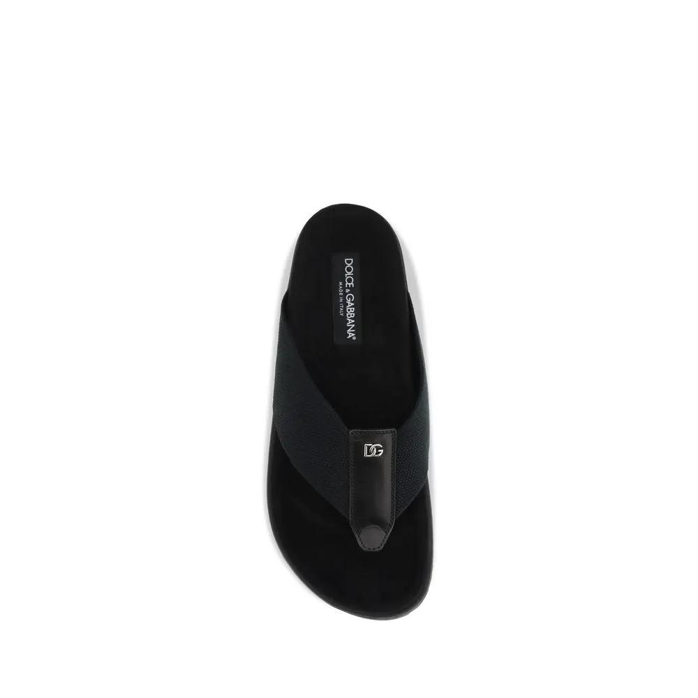 Sandales tongs Dolce & Gabbana en polyester noir