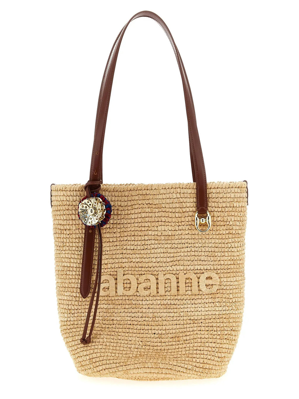 Paco Rabanne Beige Raffia Tote Bag