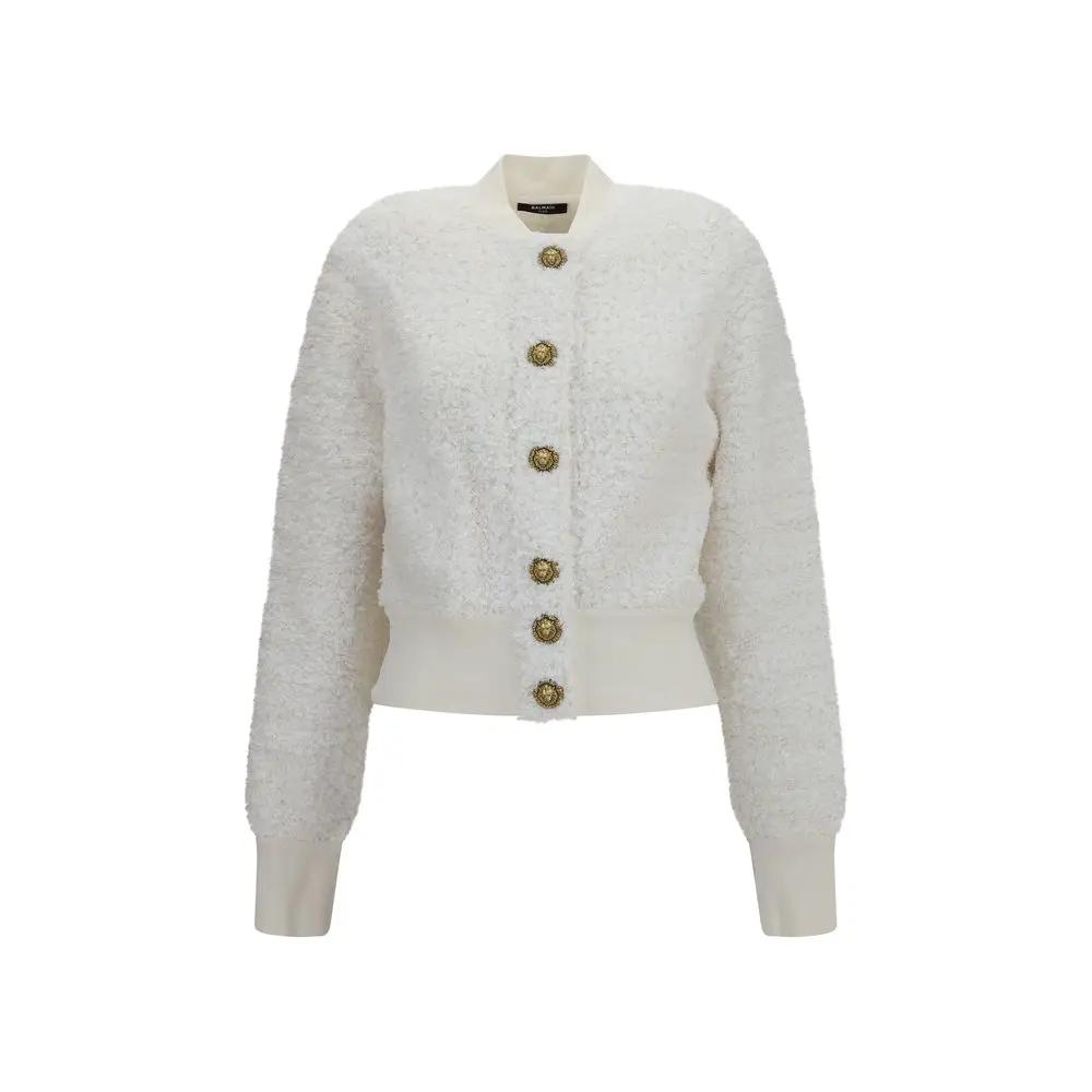 Balmain White Viscose Bomber