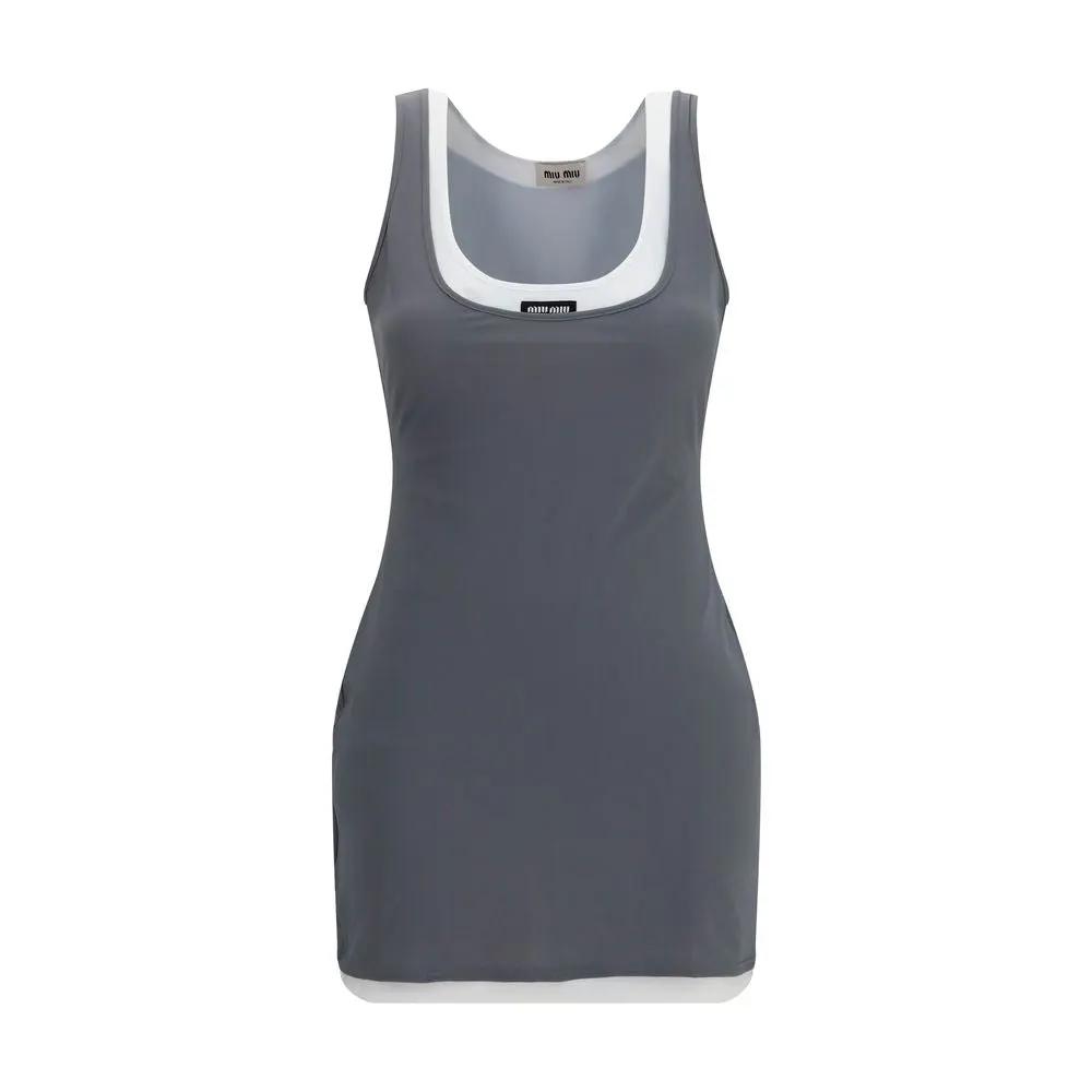 Robe décontractée Miu Miu en polyamide recyclé gris