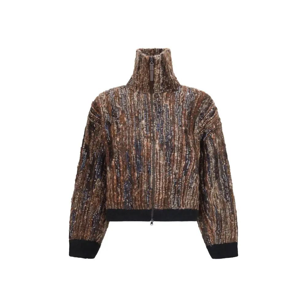Brunello Cucinelli Veste longue en mohair marron