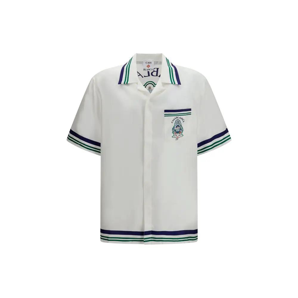 Chemise Casablanca blanche en soie à manches courtes
