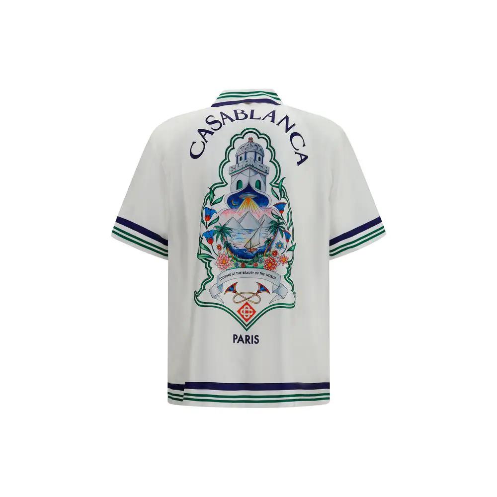 Chemise Casablanca blanche en soie à manches courtes