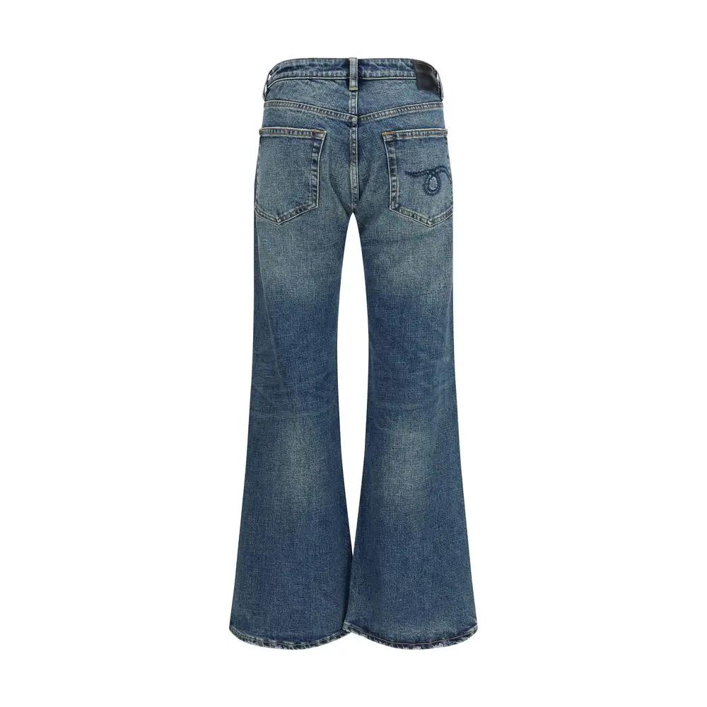 Jean évasé en coton bleu R13