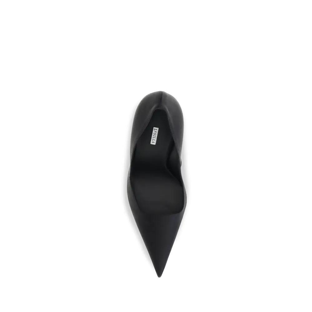 LE SILLA Black Calf Leather Bos Taurus High Heel Pumps