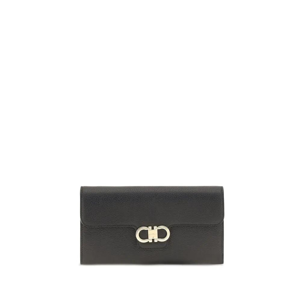 Portefeuille Ferragamo Bos Taurus en cuir de veau noir