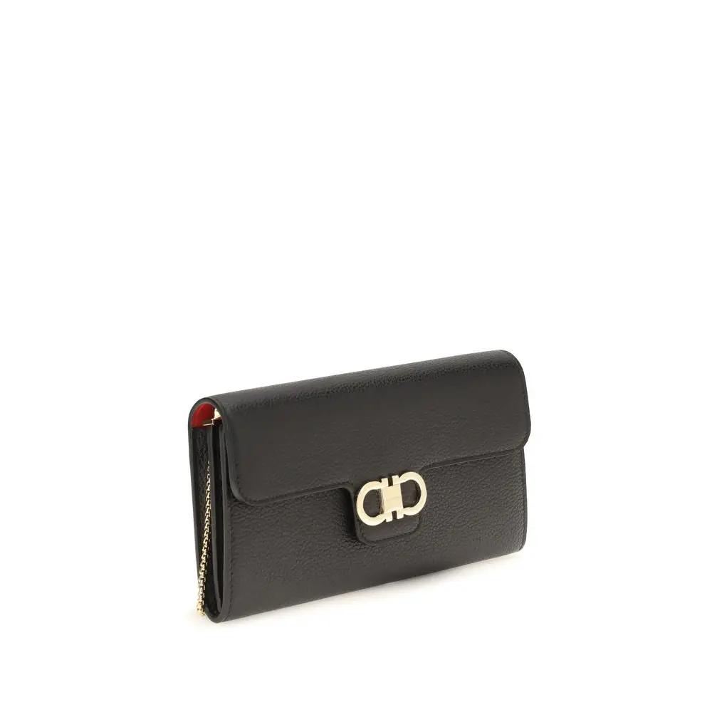 Portefeuille Ferragamo Bos Taurus en cuir de veau noir
