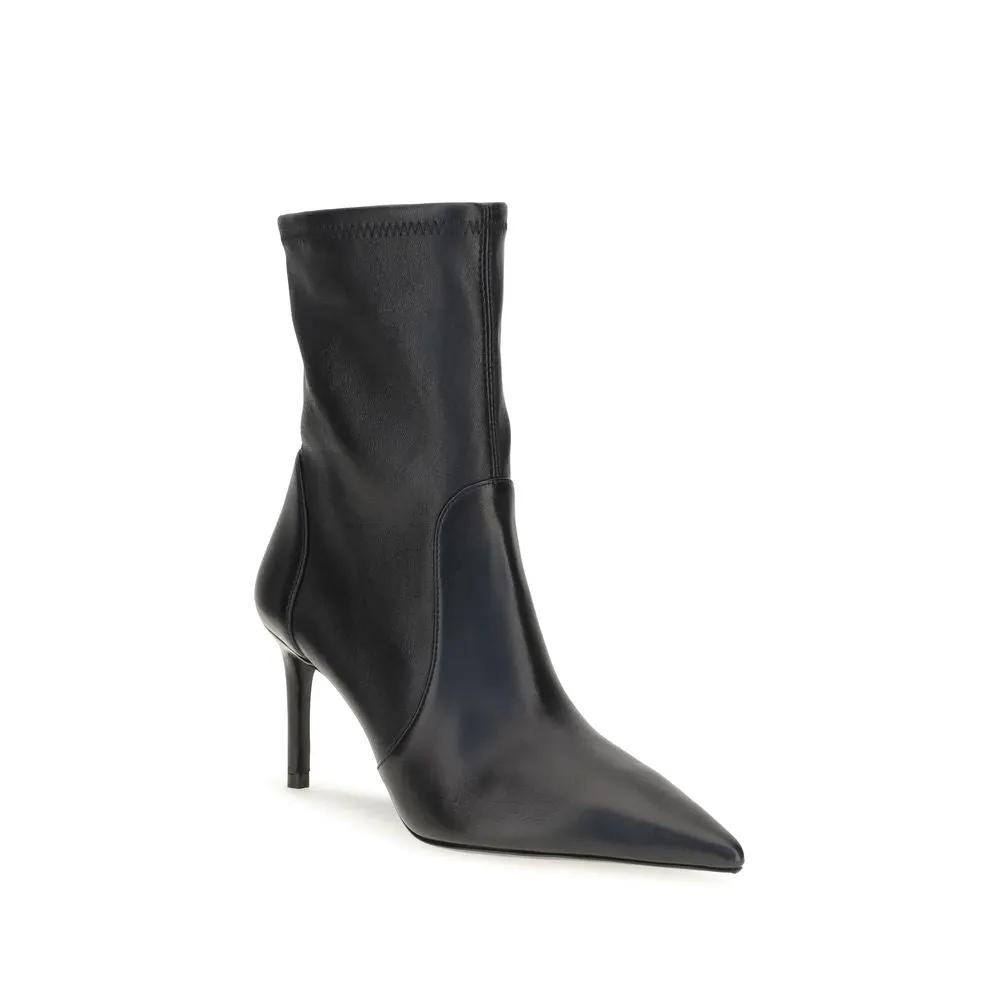 Stuart Weitzman Black Calf Leather Bos Taurus Ankle Boots