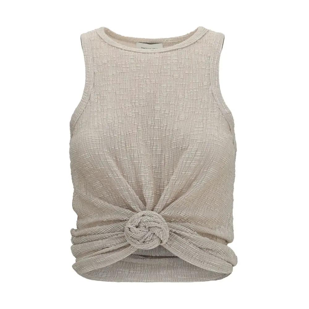 Magda Butrym Beige Lyocell Sleeveles T-Shirt