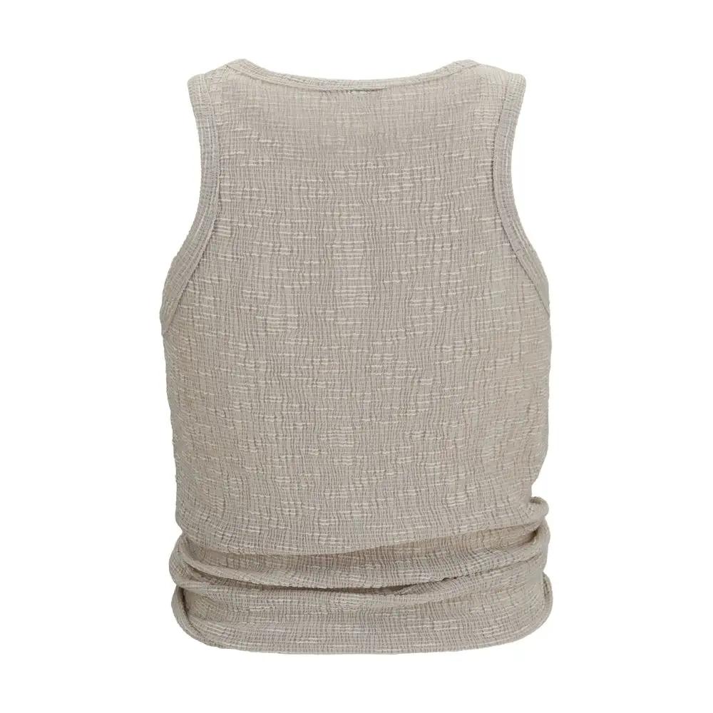 Magda Butrym Beige Lyocell Sleeveles T-Shirt