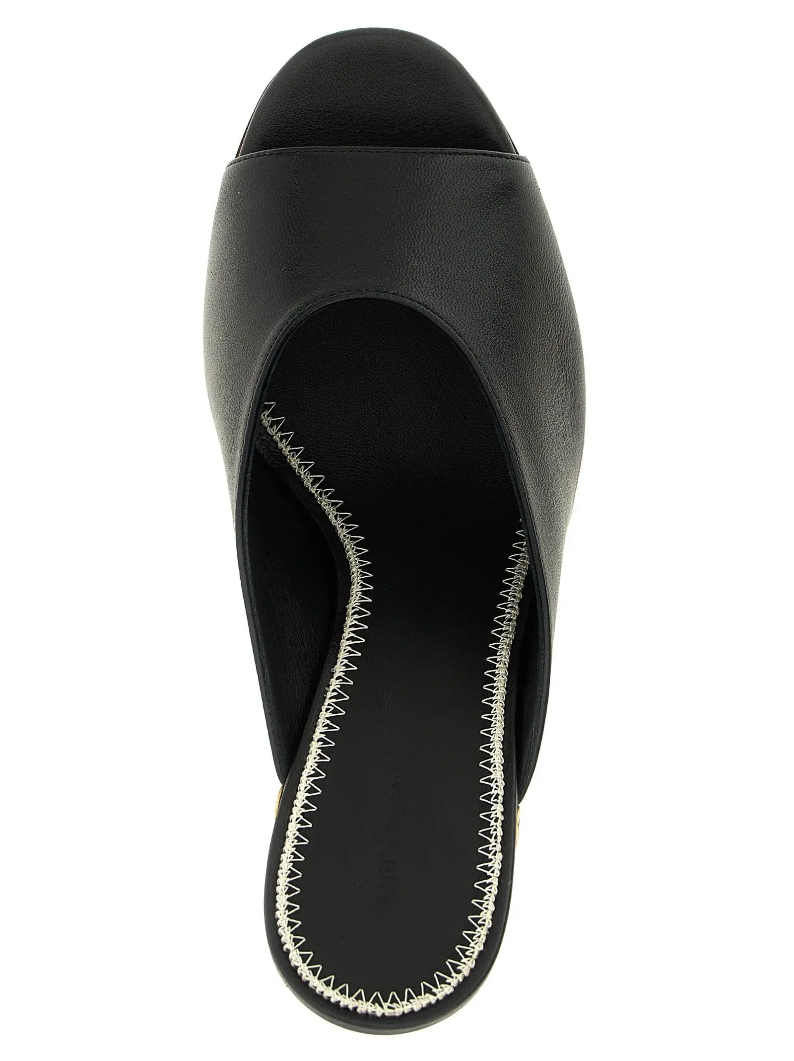 Magda Butrym Black Calfskin Wedge Sandals