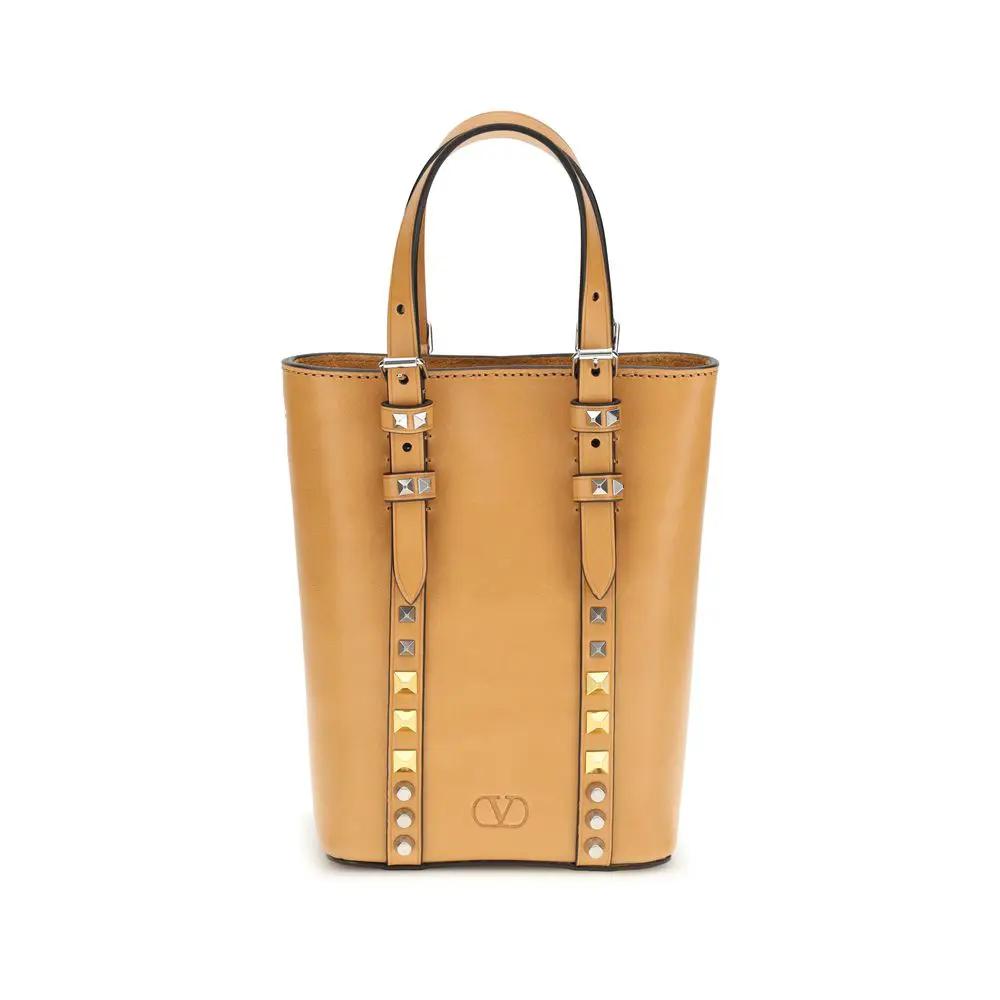 Valentino Garavani Beige Calf Leather Bos Taurus Shoulder Bag