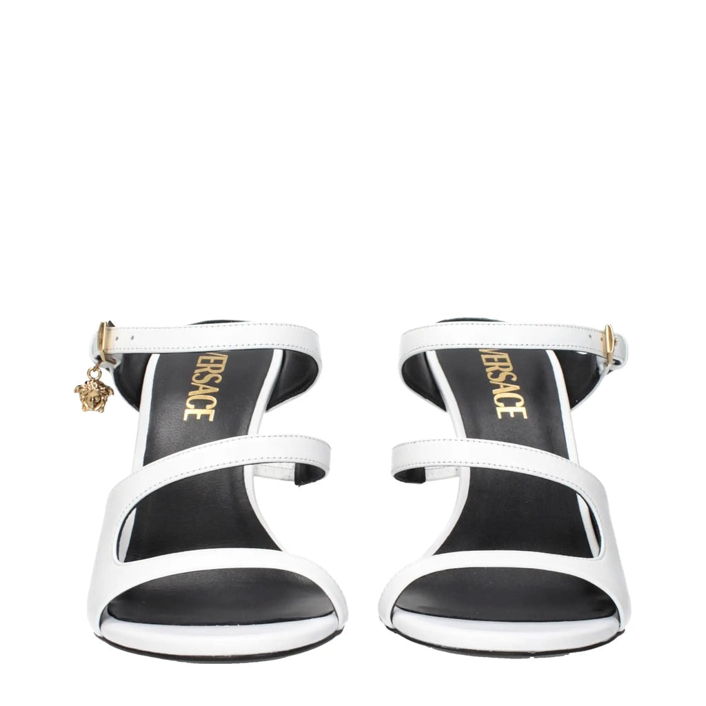 Versace White Leather Stiletto Heel Sandals