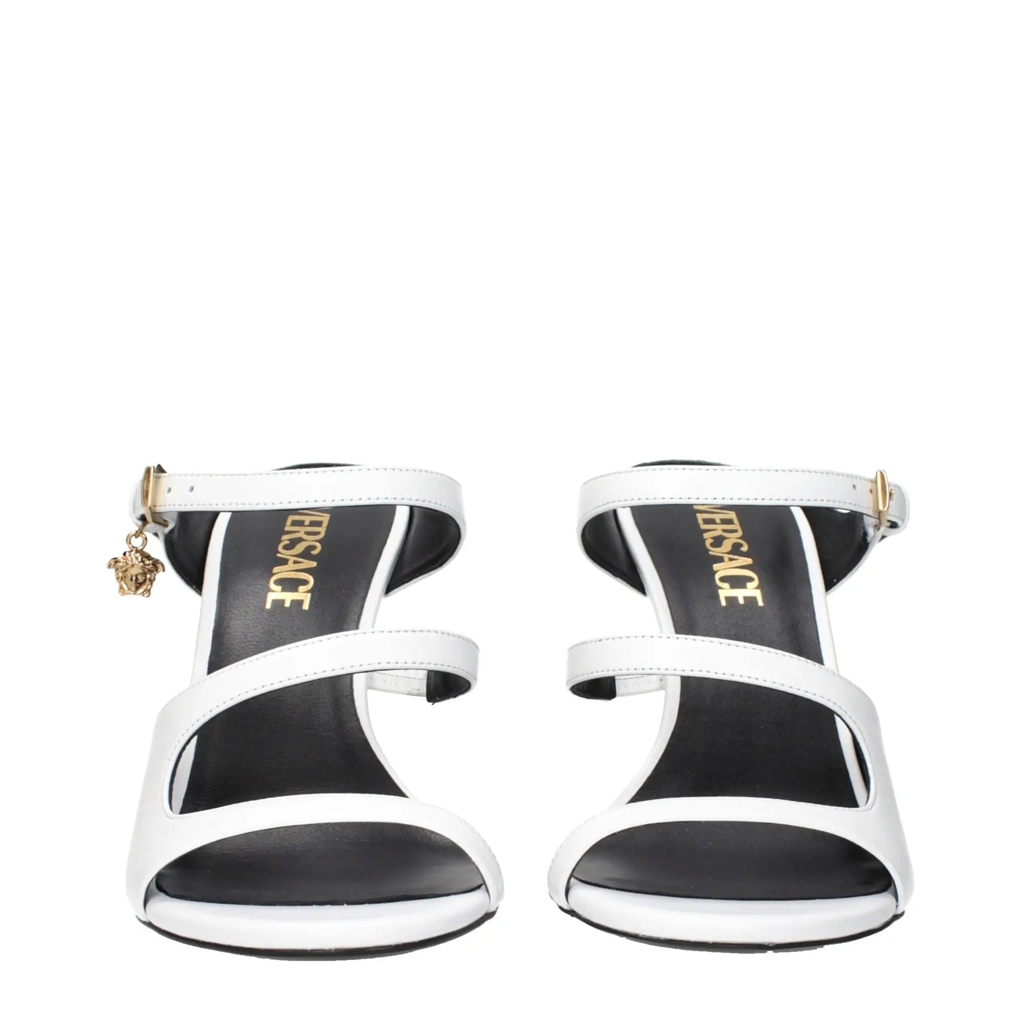 Versace White Leather Stiletto Heel Sandals