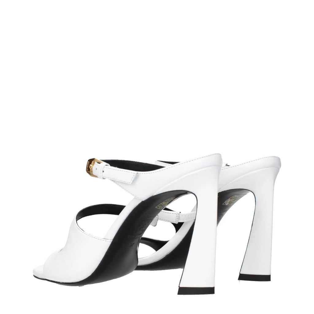 Versace White Leather Stiletto Heel Sandals