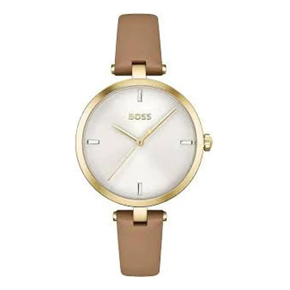 Hugo Boss Beige Leather Dress Watch
