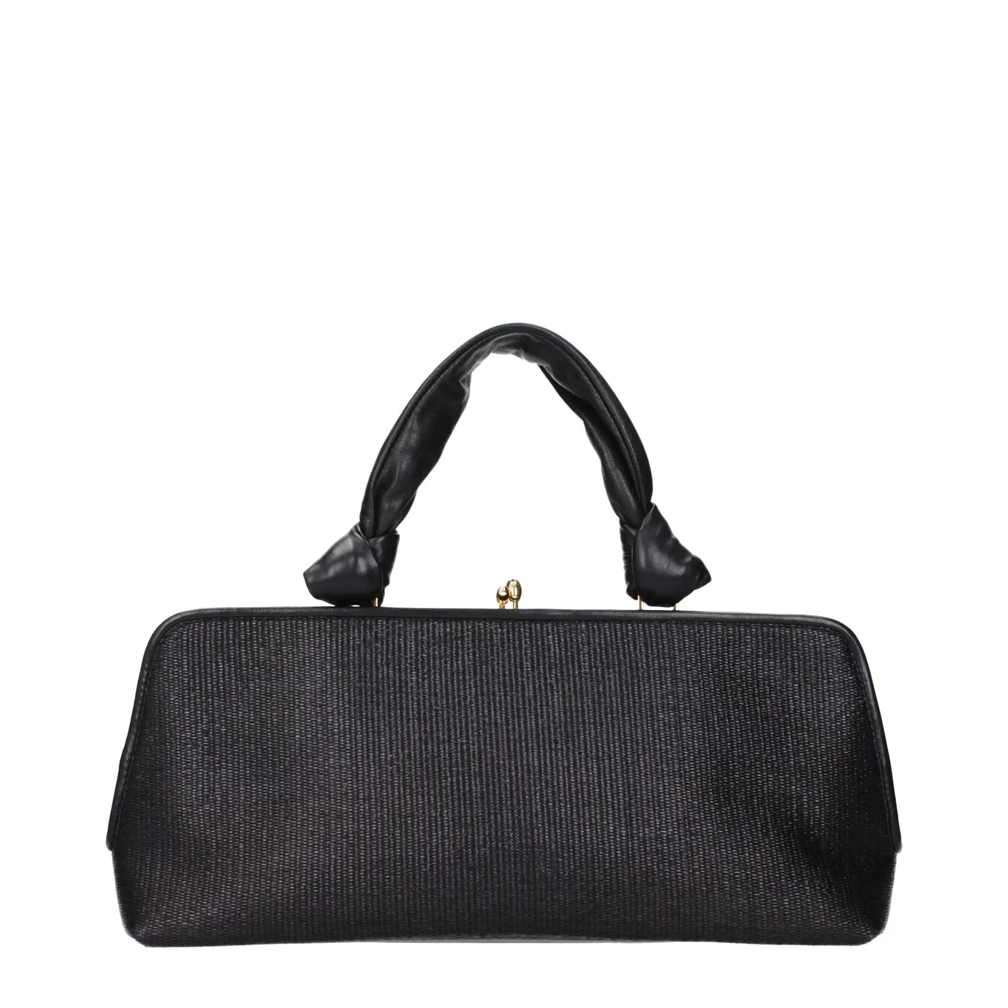 Jil Sander Black Raffia Handbag