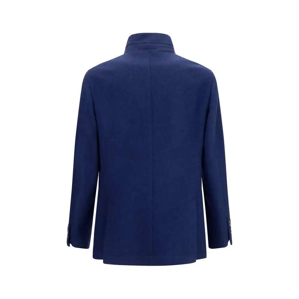 Brunello Cucinelli Blue Cashmere Full-Length Jacket