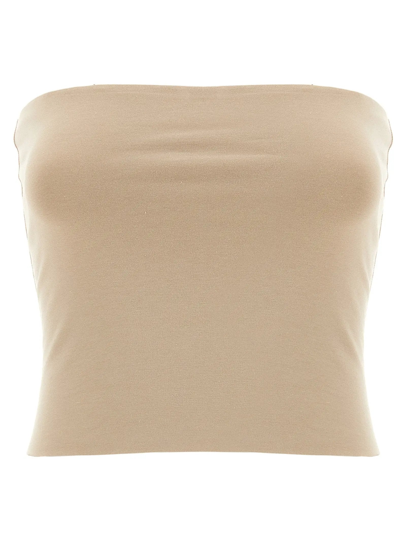 T-shirt sans manches en coton beige Brunello Cucinelli