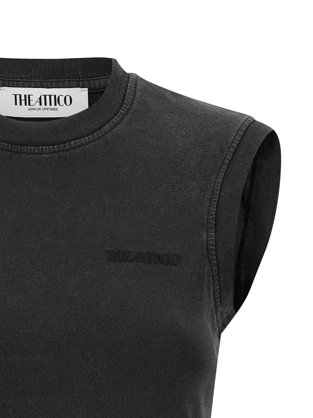 The Attico Black Cotton Sleeveles T-Shirt