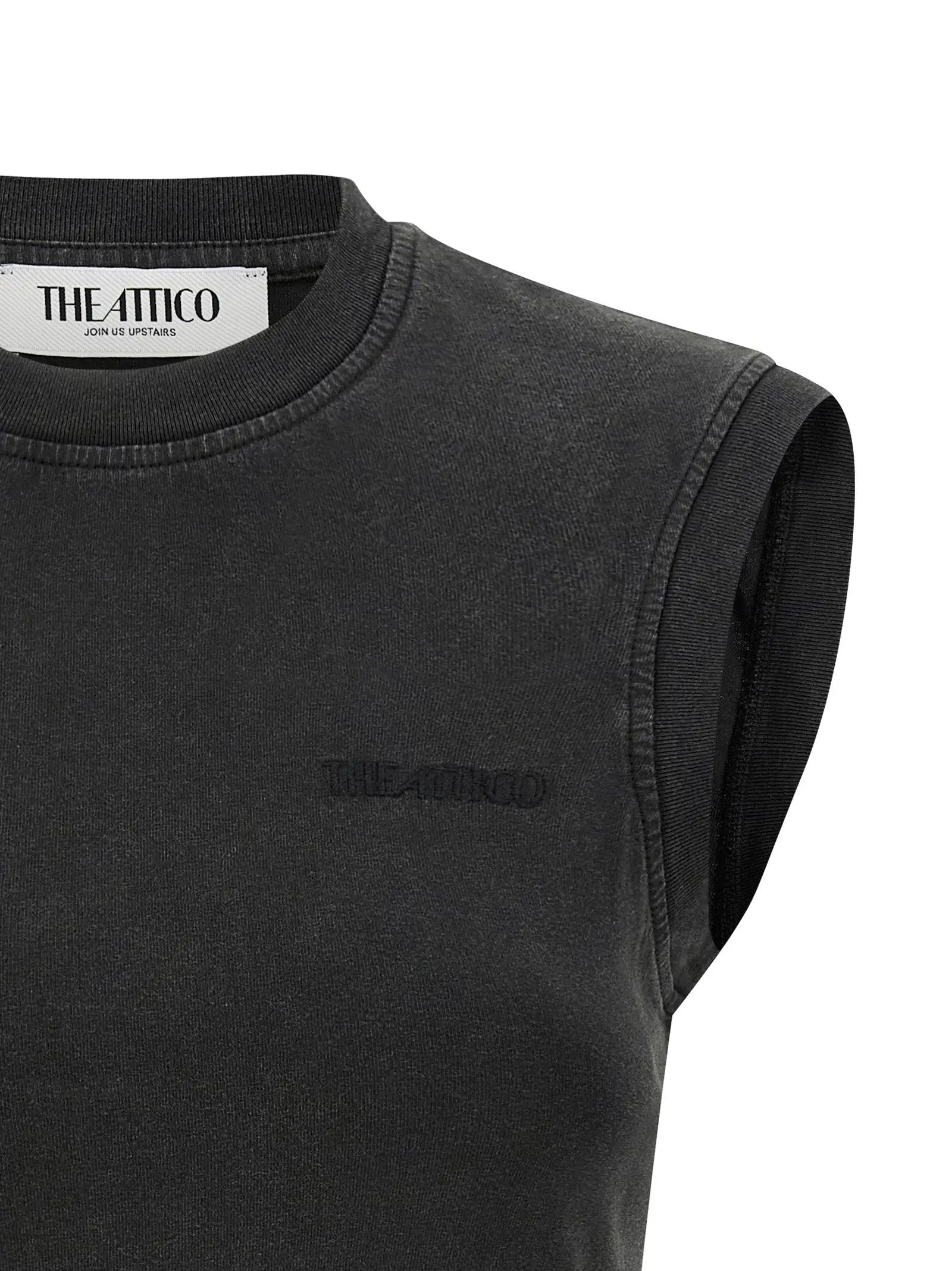 The Attico Black Cotton Sleeveles T-Shirt