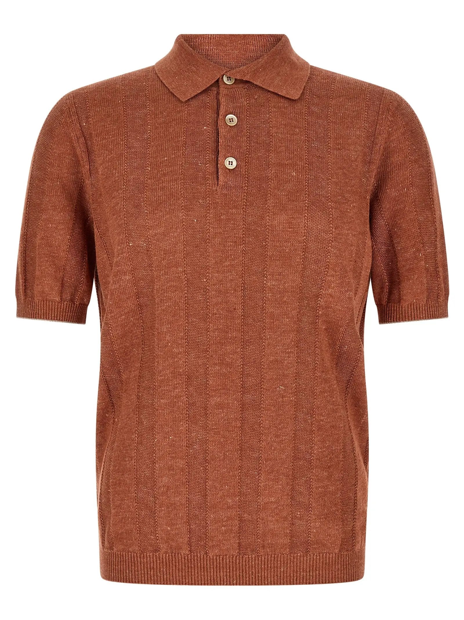 Brunello Cucinelli Orange Linen Polo Shirt