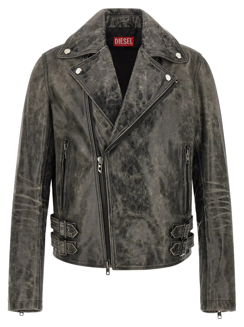Diesel Gray Cowhide Leather Jacket