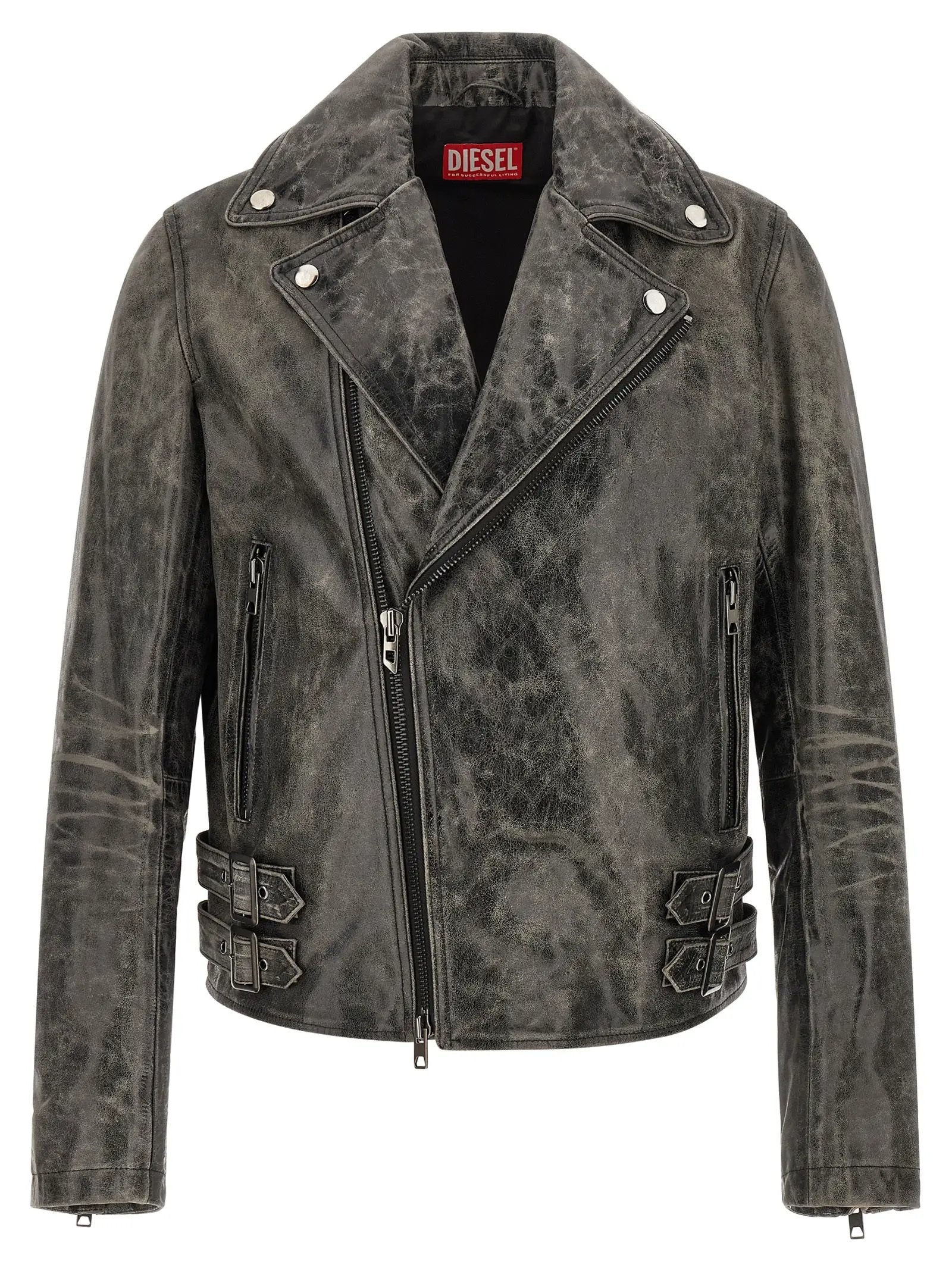 Diesel Gray Cowhide Leather Jacket