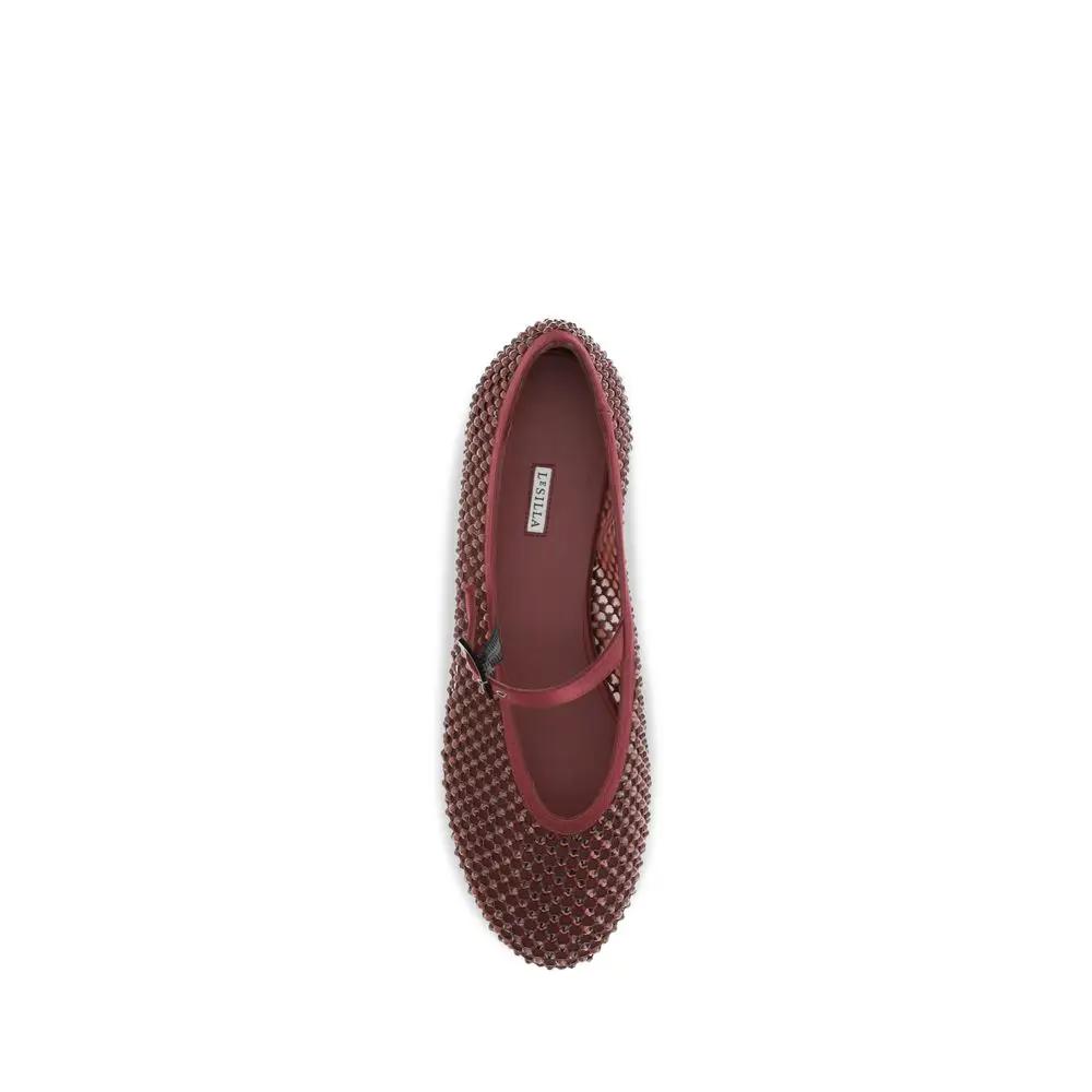 LE SILLA LE SILLA Bordeaux Calf Leather Bos Taurus Ballet Flats