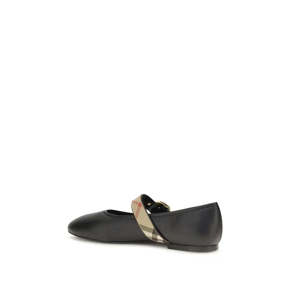 Burberry Burberry Black Calf Leather Bos Taurus Ballet Flats