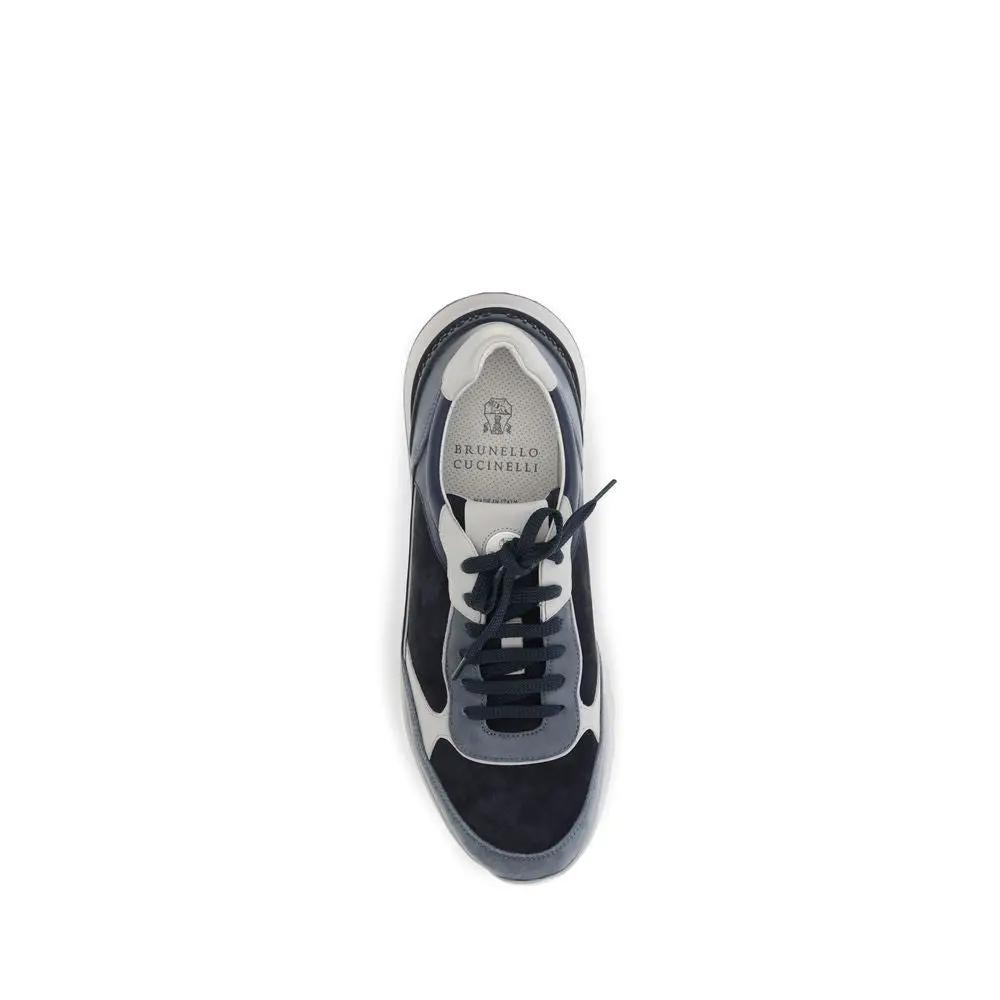Brunello Cucinelli Brunello Cucinelli Blue Calf Leather Bos Taurus Athletic Sneakers