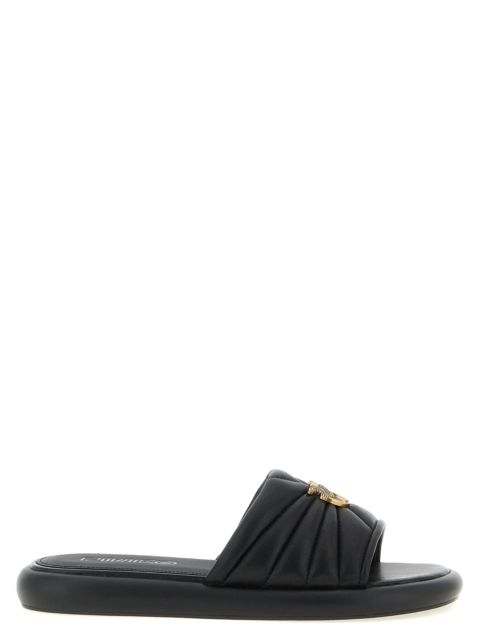 PINKO Black Lambskin Slides