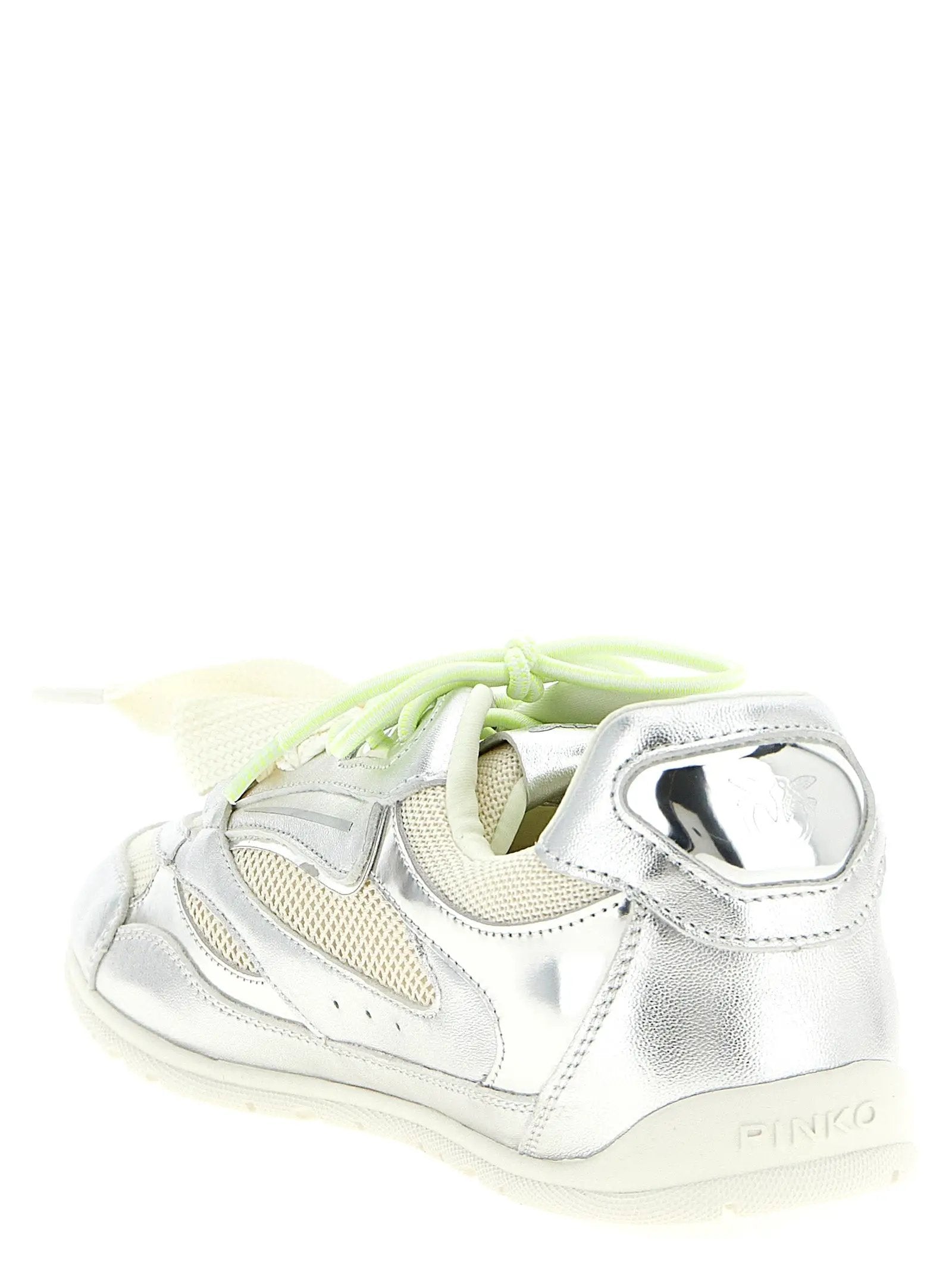 PINKO Silver Leather Athletic Sneakers